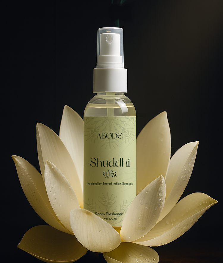 ABODE Shuddhi Room Freshener | 100ml/3.3 Oz | Inspired from Indian Sacred Grasses | Cleanse, Protect & Invite Positive Energy