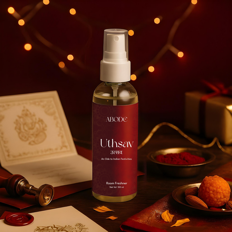 ABODE Uthsav Room Freshener Spray | 100ml/3.3 Oz | Inspired from Indian Festivities