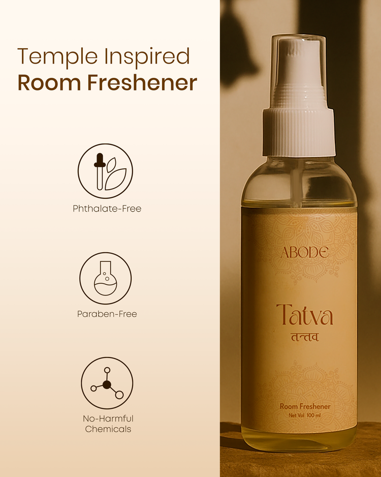 ABODE Tatva™ Room Freshener Spray (100ml) | Sacred Temple Fragrance | Spiritual & Calming Aroma